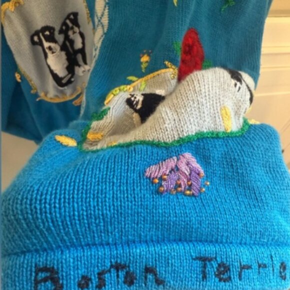 Storybook Knits Blue Boston Terrier Sweater - Picture 6 of 6